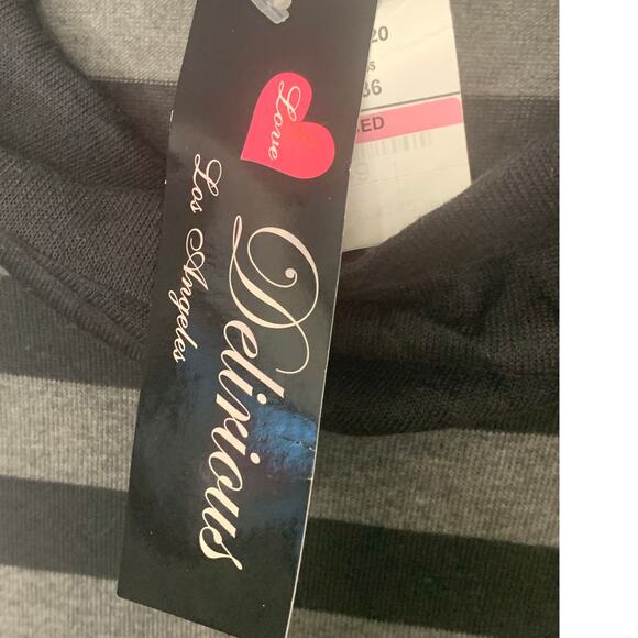 NEW Retro Mini Dress M Black Gray Delirious Los Angeles Y2K Cowl Neck Stretch - Picture 8 of 8